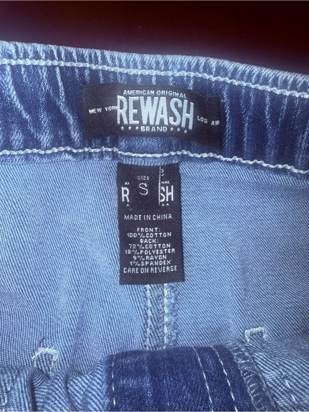 Rewash blue denim drawstring shorts